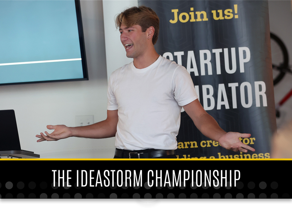 A student pitching at IdeaStorm