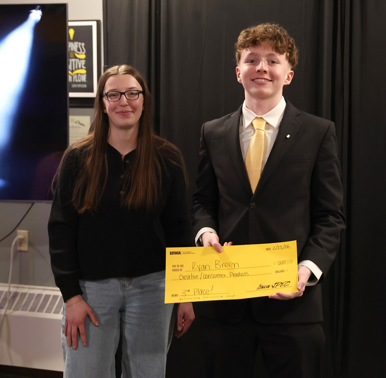 3rd Place, Creative/Consumer Products: judge Linnea Rietz with Ryan Breen