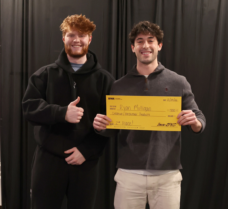 2nd Place Creative/Consumer Products: judge Tyler Graham and Ryan Mulligan.