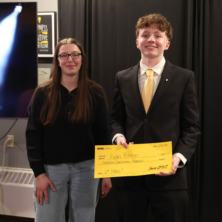 3rd Place, Creative/Consumer Products: judge Linnea Rietz with Ryan Breen