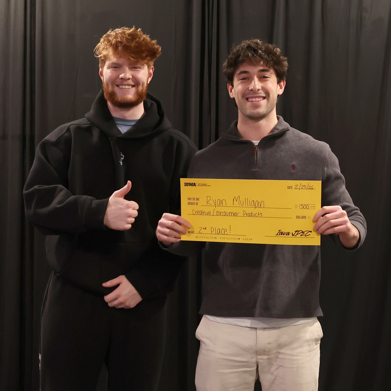 2nd Place Creative/Consumer Products: judge Tyler Graham and Ryan Mulligan.